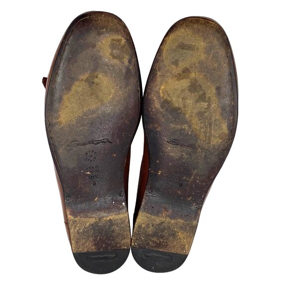 Vintage Italy Santoni men\'s 10.5 soft brown calfskin leather loafers dress shoes main image 7